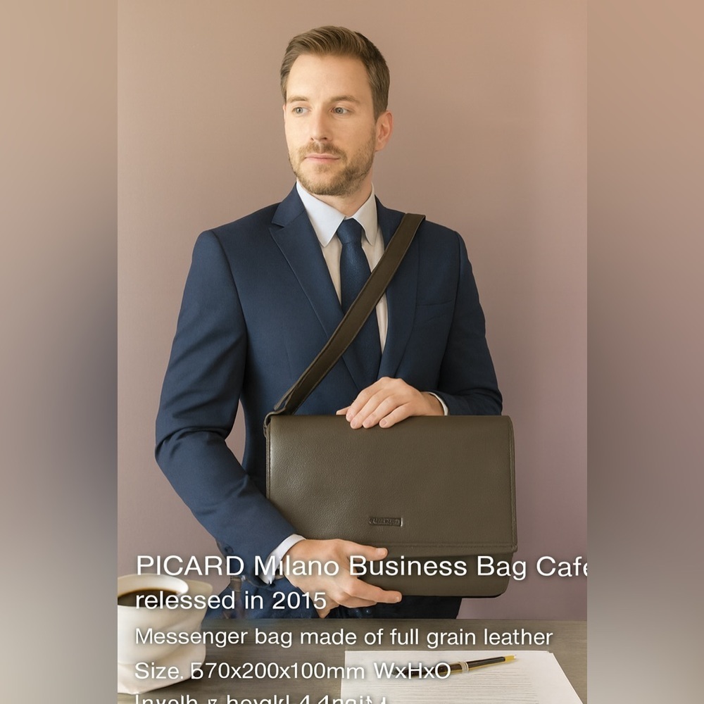 PICARD Men’s Milano Business Bag Café NWOT